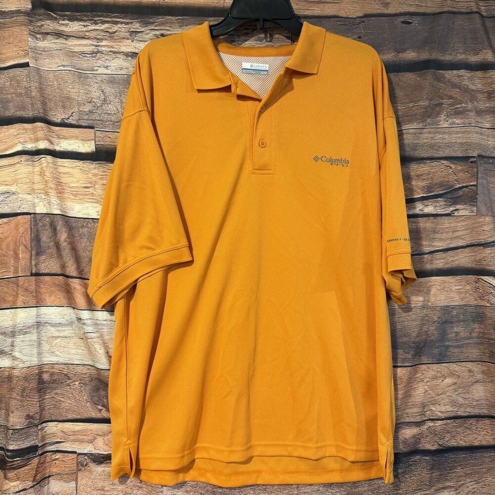 Columbia PFG Perfect Cast Fishing Polo Shirt Mens XL Orange Vented FM6016 Short